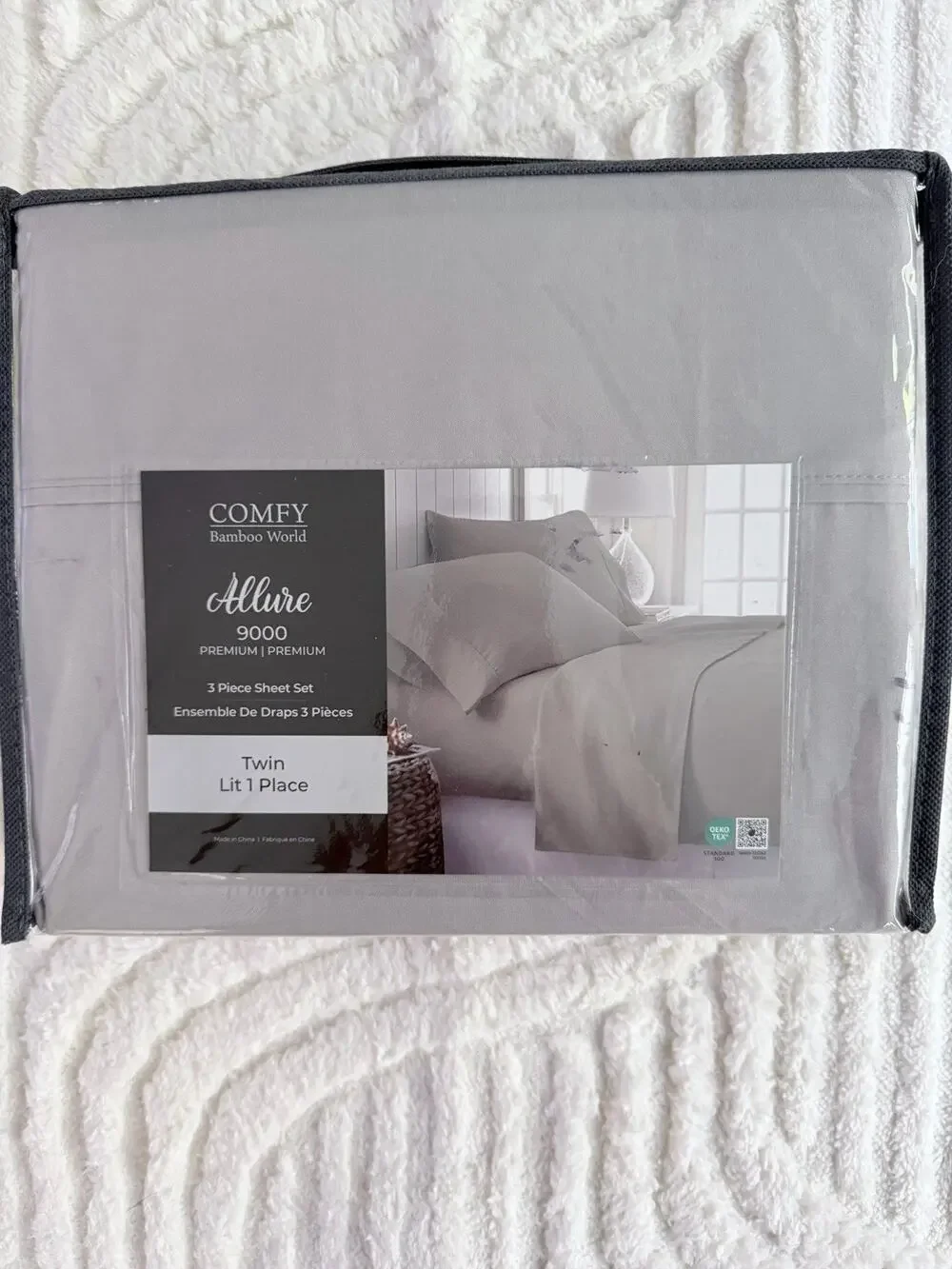 Comfy Bamboo World Premium 9000 Grey Sheets Twin Size Brand New